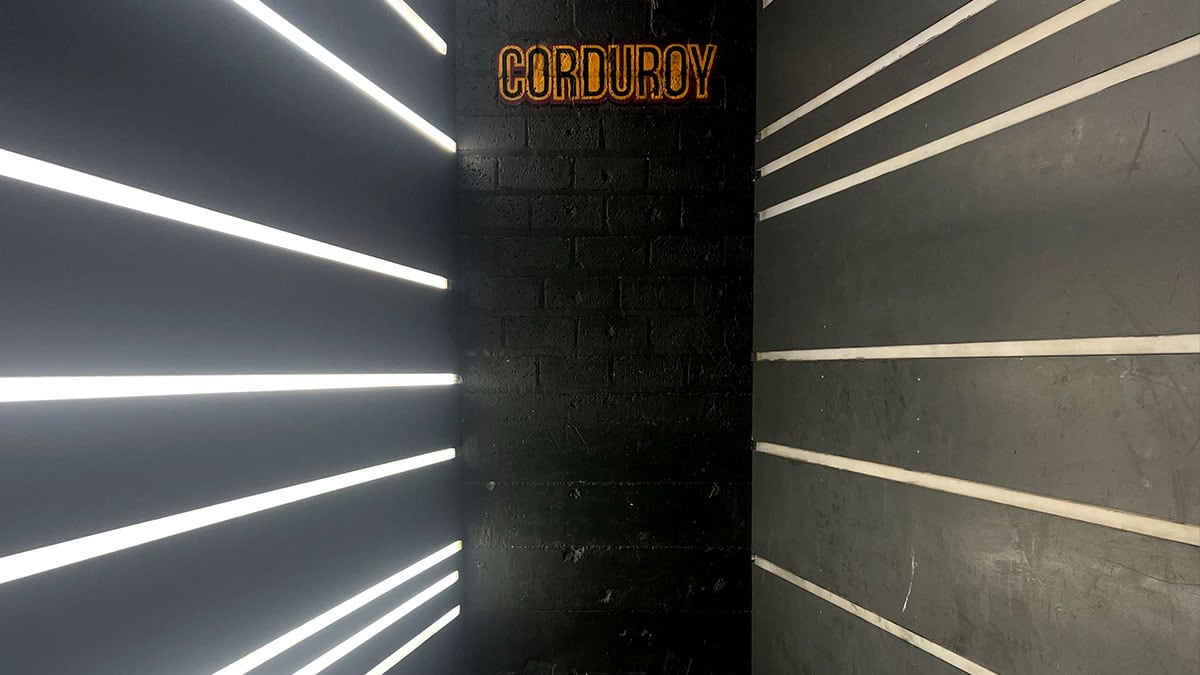 Iconic picture light room inside Corduroy bar in downtown Las Vegas.