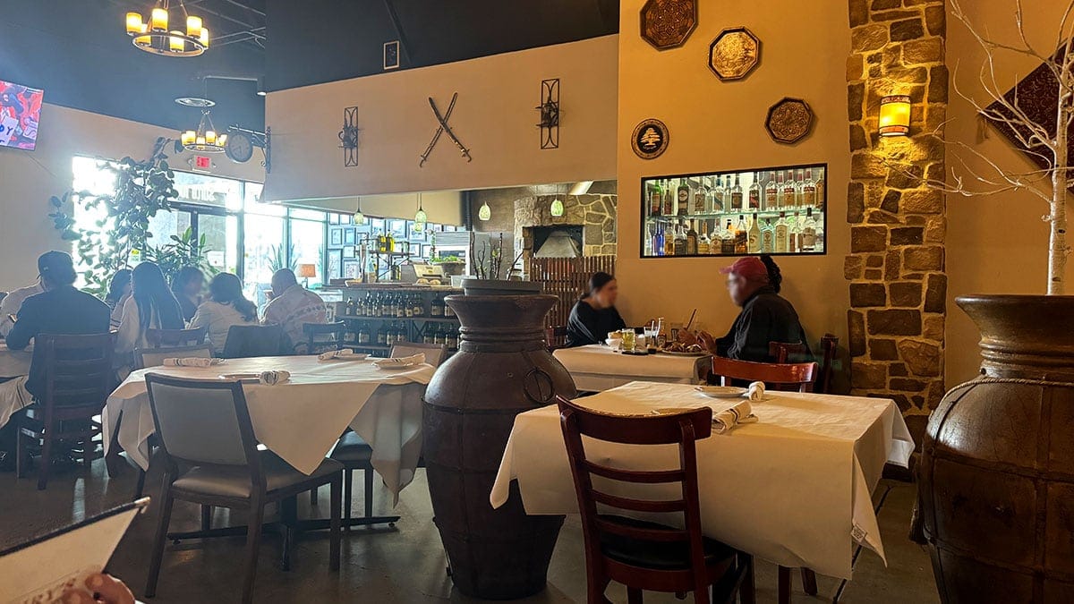 Interior of Khoury’s Mediterranean Restaurant showing a warm and inviting Mediterranean dining atmosphere.