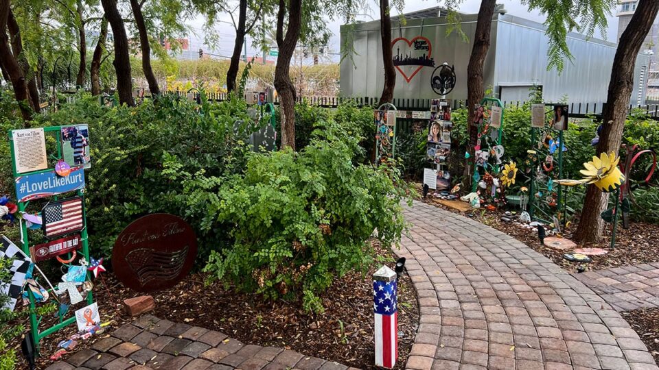 Memorial path surrounding the Route 91 Healing Garden in Las Vegas.