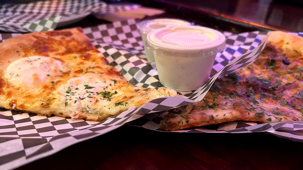 A slice of pizza at Evel Pie on East Fremont Street in downtown Las Vegas.