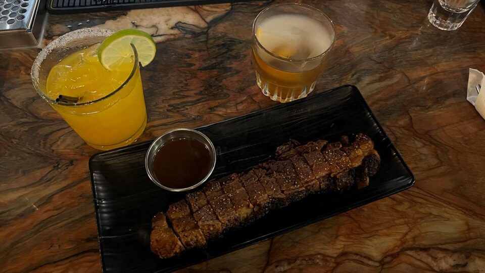 Pork Belly Bacon with Smoked Old Fashioned