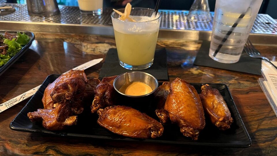 Marinated wings served with sriracha-ranch dipping sauce.