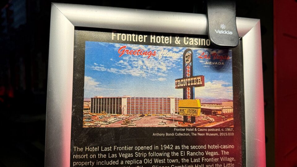 Vintage Frontier Hotel and Casino neon sign displayed at The Neon Museum