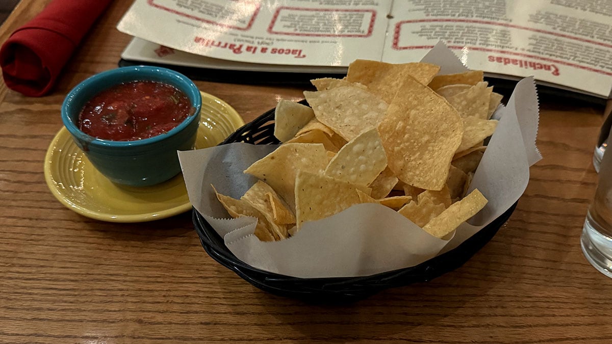 Basket of warm tortilla chips served with fresh salsa at Pancho’s Mexican Restaurant in Summerlin.
