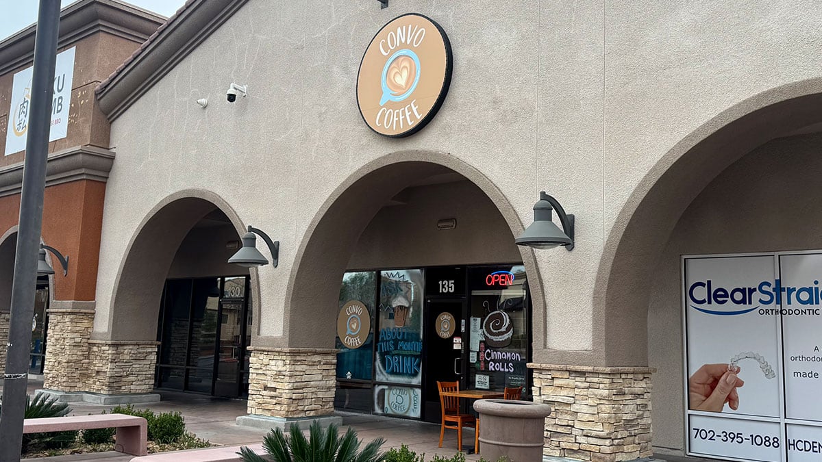 Outside view of Convo Coffee House, a family-owned coffee shop located in Northwest Las Vegas.