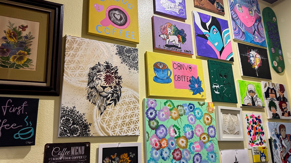Decorative mural painting on the wall inside Convo Coffee House in Northwest Las Vegas.