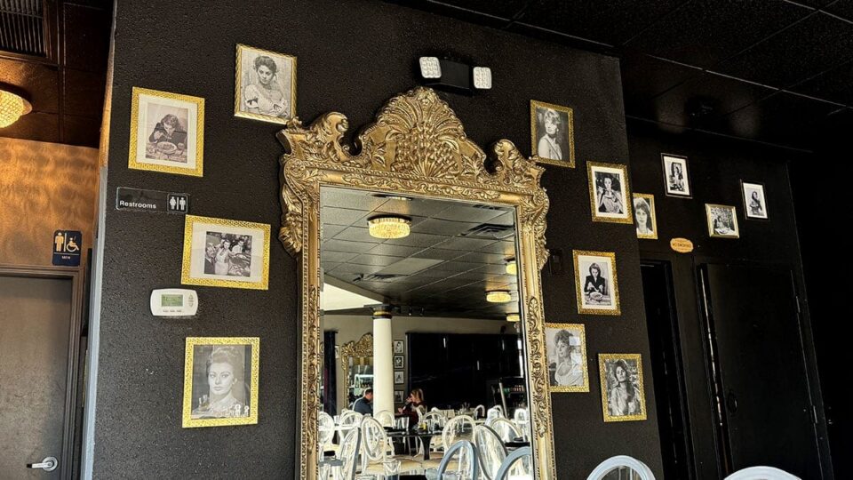 Italian-themed décor with a Sophia Loren portrait displayed inside Brunello Italian restaurant in Sun City Summerlin.