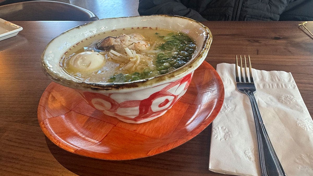 a rich bowl of chicken paitan ramen at marufuku ramen in downtown summerlin