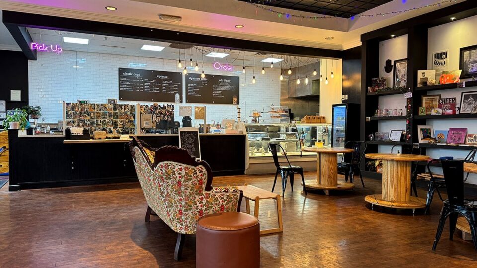 Interior view of Exit Zero Coffee on W Sahara showing the café layout and seating