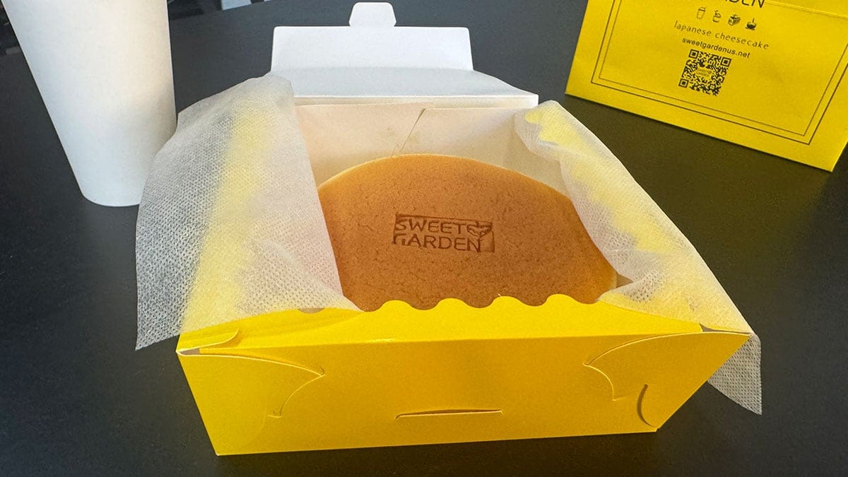 A light and fluffy Japanese cheesecake from Sweet Garden, a popular dessert spot for Japanese-style cheesecake.