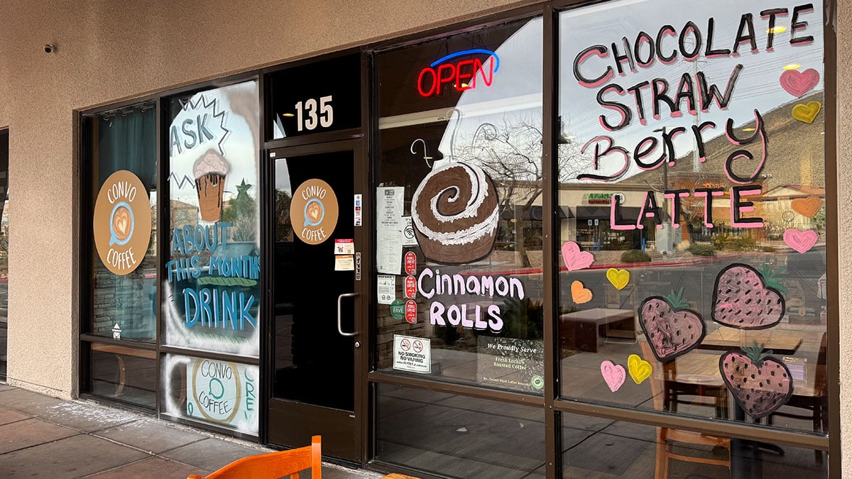 Front entrance of Convo Coffee House, a cozy family-owned café in Northwest Las Vegas.