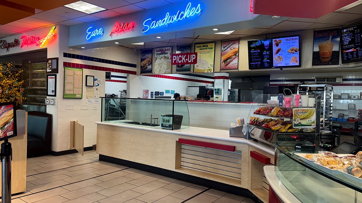 Designated pickup area inside the Lee’s Sandwiches location on Spring Mountain Road.