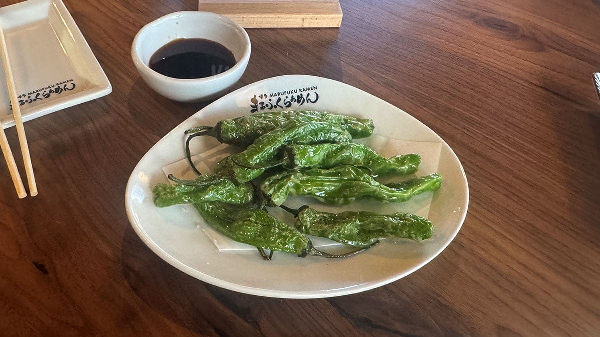 fried shishito peppers served at marufuku ramen in downtown summerlin