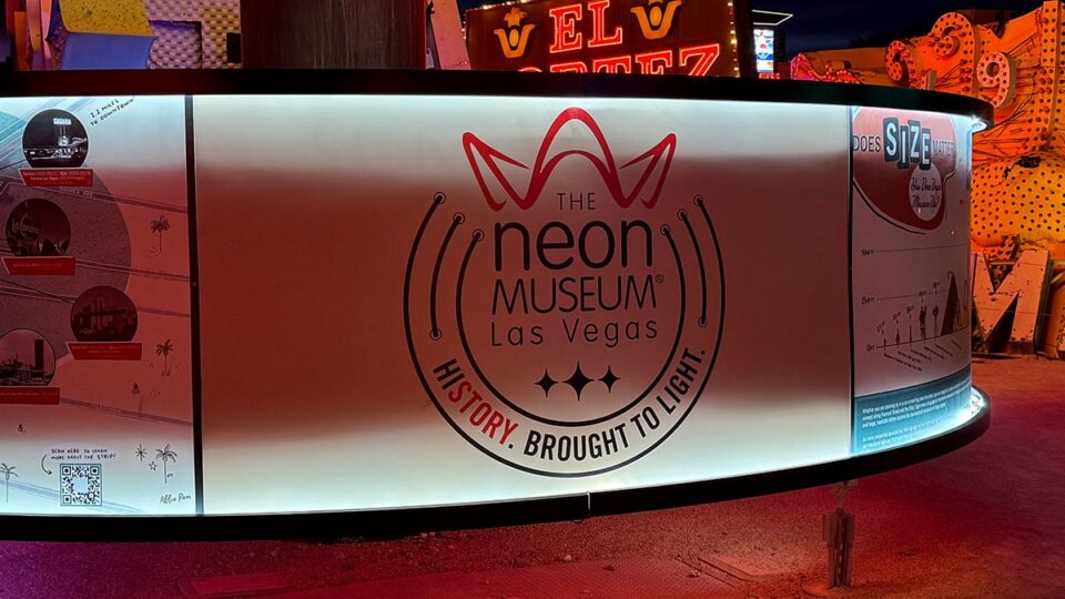 The Neon Museum sign reading “History. Brought to Light.” in Las Vegas
