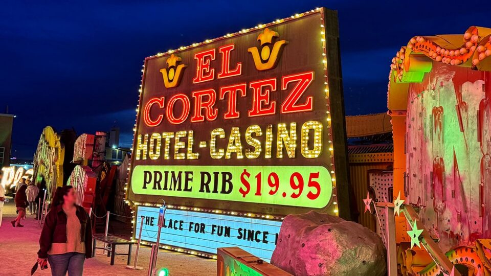 El Cortez vintage neon sign displayed at The Neon Museum