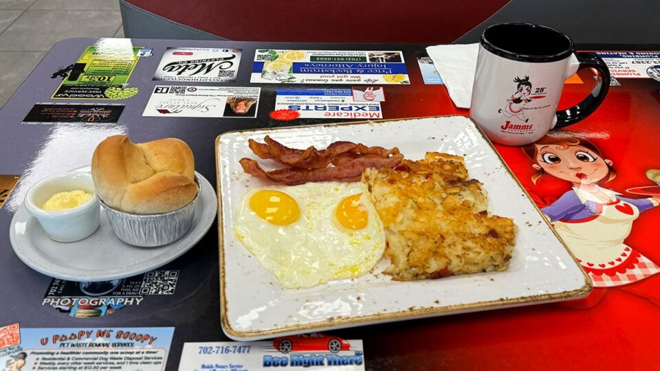 Two-egg breakfast plate served at Jamms Restaurant in Las Vegas