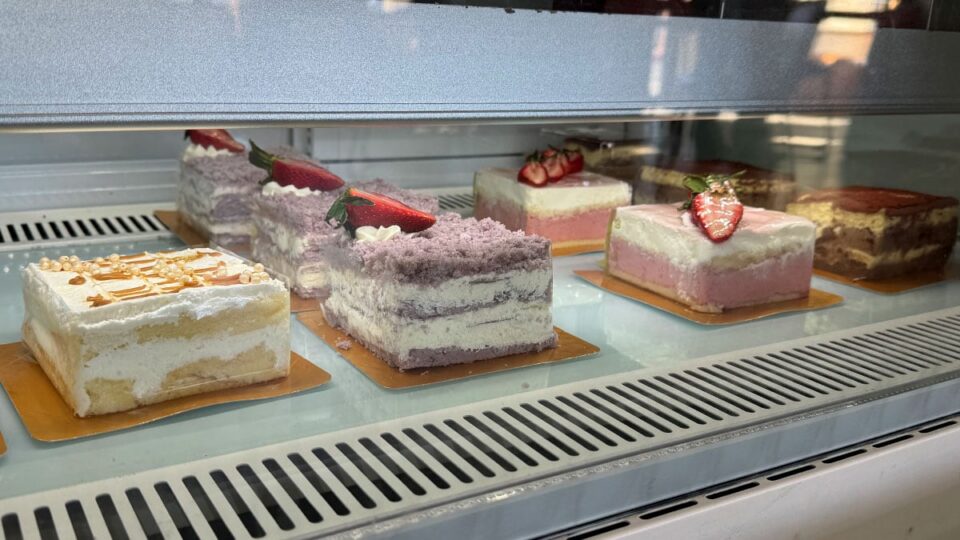 Ube cakes displayed at Milk Bread LV.