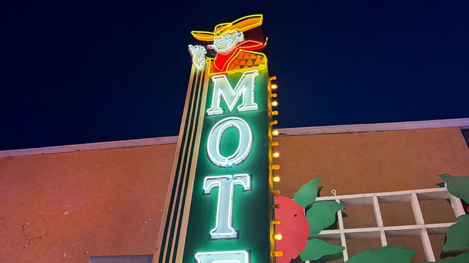 Vegas Vic neon cowboy sign displayed at The Neon Museum