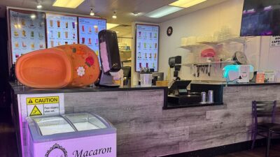 The counter inside Domie’s Boba Tea on Lake Mead in Las Vegas.