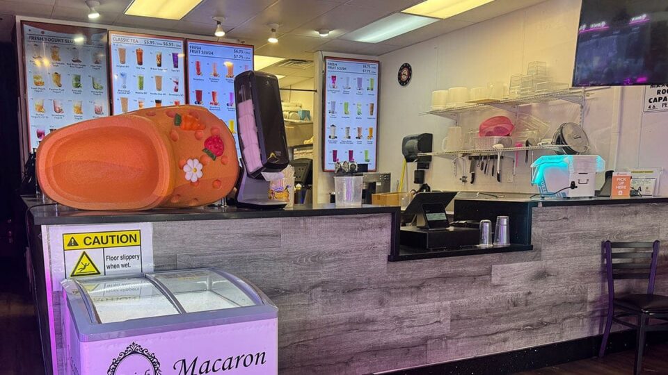 The counter inside Domie’s Boba Tea on Lake Mead in Las Vegas.