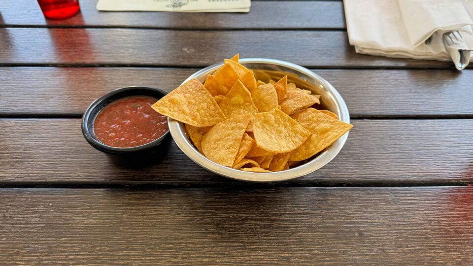 Fresh tortilla chips served with salsa at Big T’s Cantina