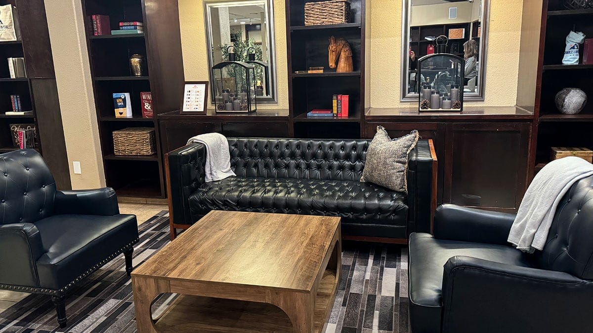 comfortable lounge seating inside the charleston peak winery tasting room in pahrump nevada