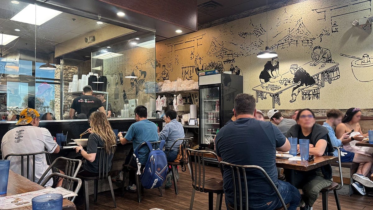cozy dining room inside The Magic Noodle restaurant on Fort Apache Las Vegas.