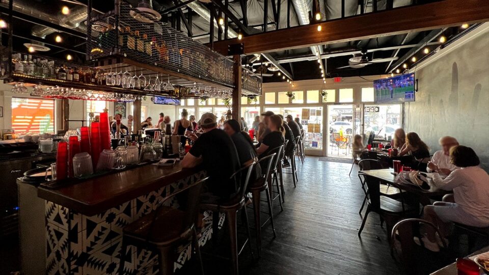 Detailed view of Big T’s Cantina interior inside the historic Browder Building