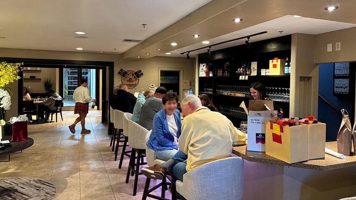 the wine tasting bar inside charleston peak winery in pahrump nevada