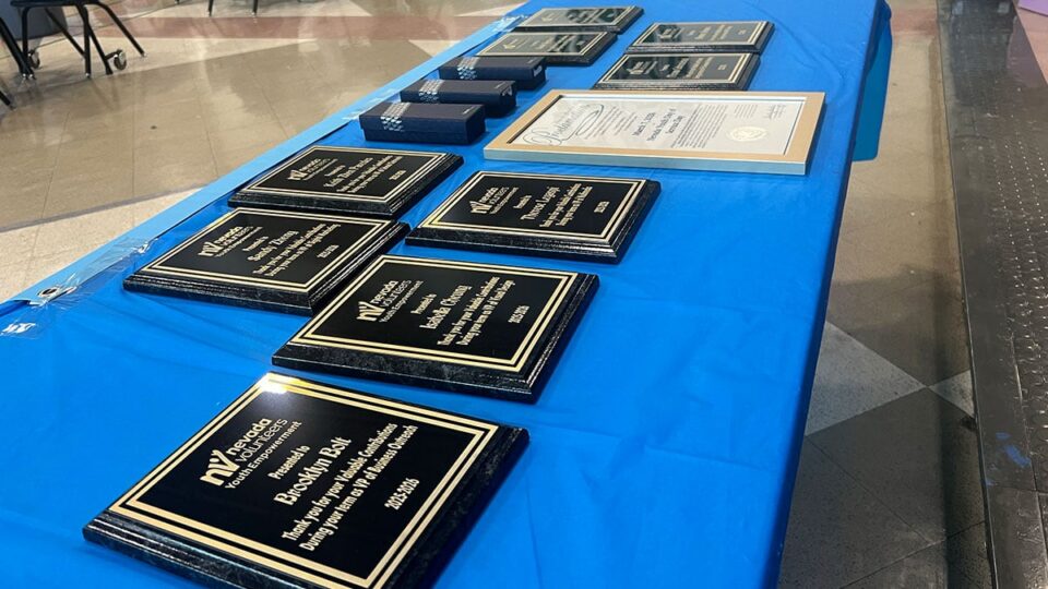Nevada Volunteers Youth Empowerment plaques displayed before presentation