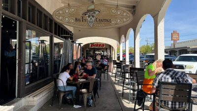 Guests enjoying outdoor patio seating at Big T’s Cantina in Boulder City