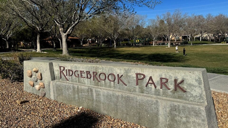 the entrance sign for Ridgebrook Park in Summerlin, Las Vegas