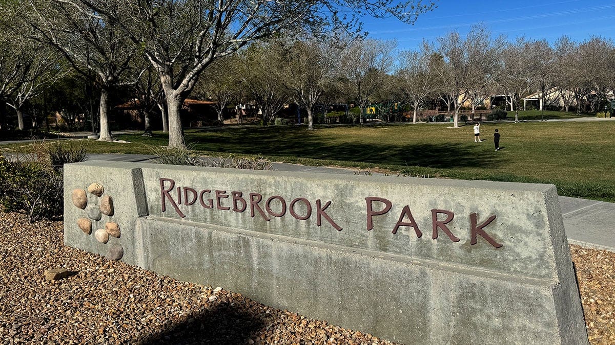 the entrance sign for Ridgebrook Park in Summerlin, Las Vegas