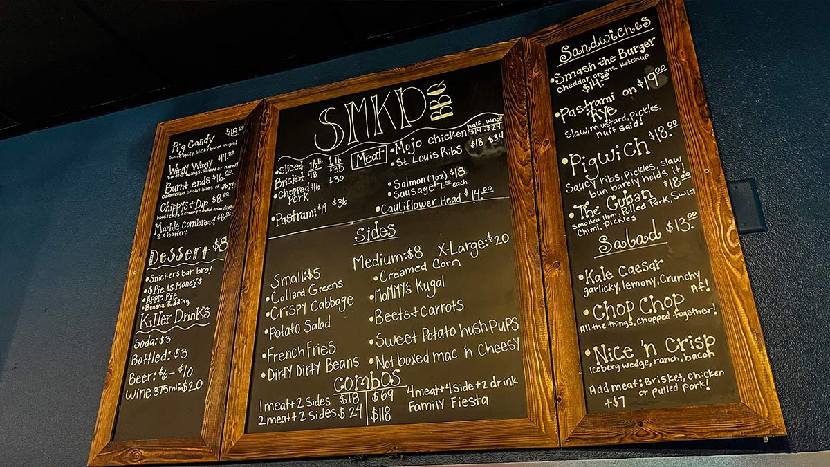 SMKD BBQ Wood Menu