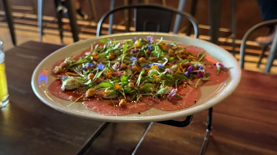 Wagyu Carpaccio appetizer at Double Zero Pie & Pub