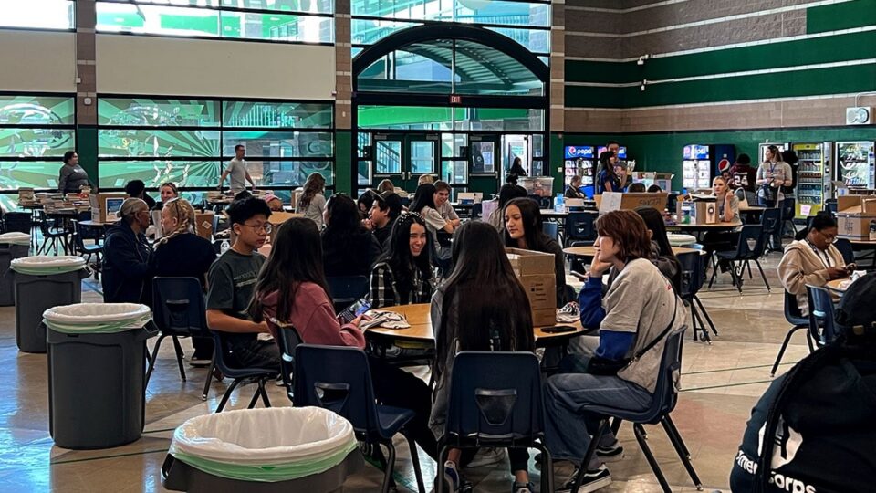 Young Nevada Volunteers gathered together during a community service event