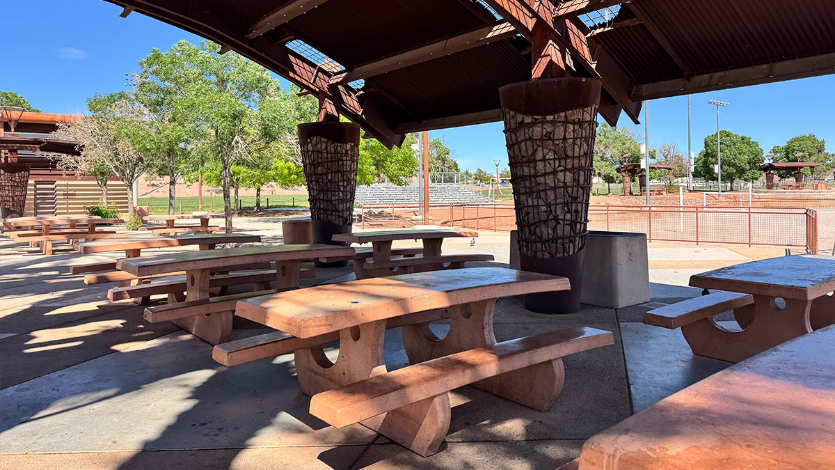 picnic tables with shade and BBQ grills at Centennial Hills Park