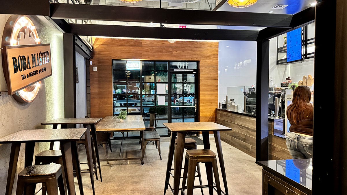 interior of Boba Masters in Centennial Hills with modern industrial decor and seating