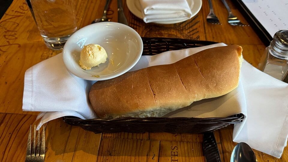 Warm house bread served with butter at Grape Street Wine Bar