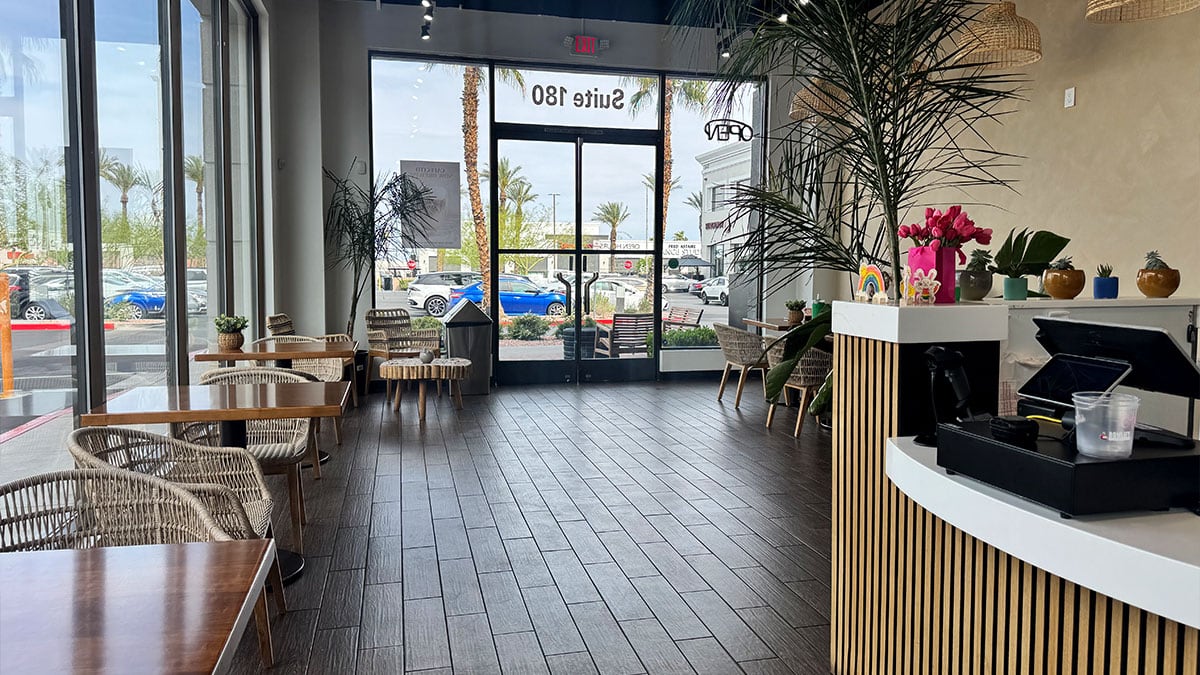 clean and modern interior of Bowlify Superfoods with toppings displayed