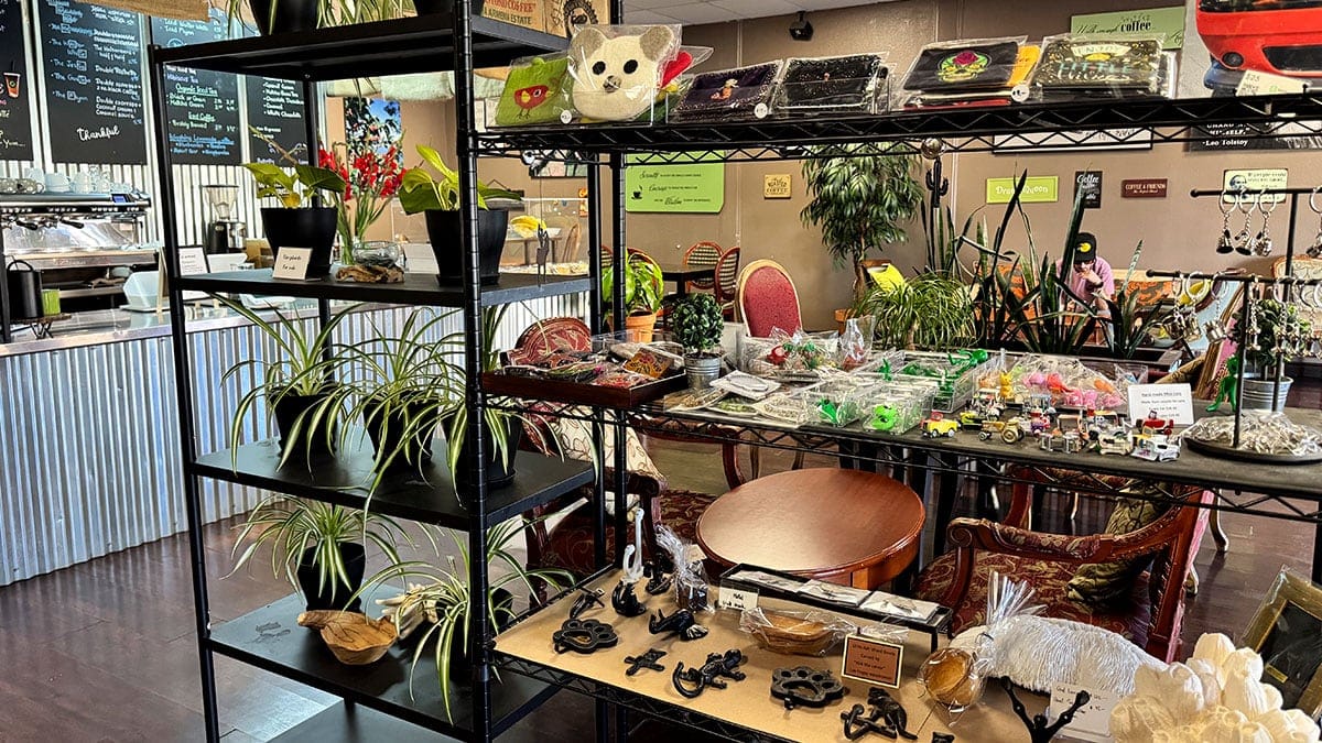 items and small goods for sale inside Desert Wind Coffee Roasters