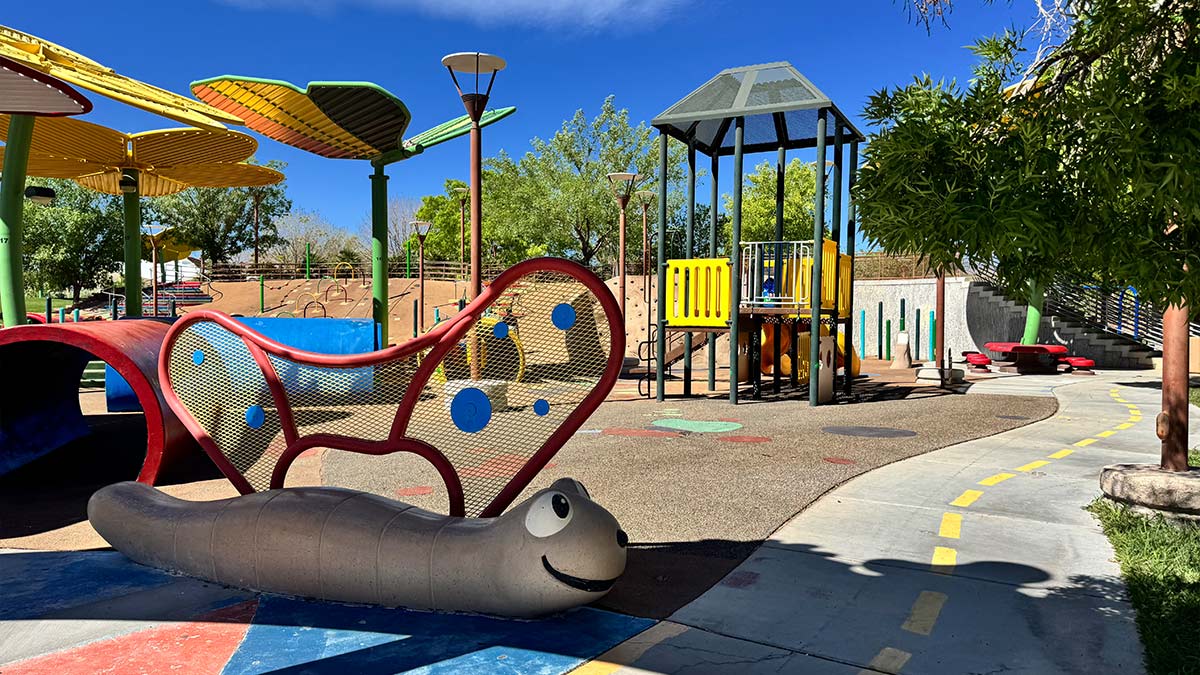 children’s playground with slides and climbing structures at Centennial Hills Park