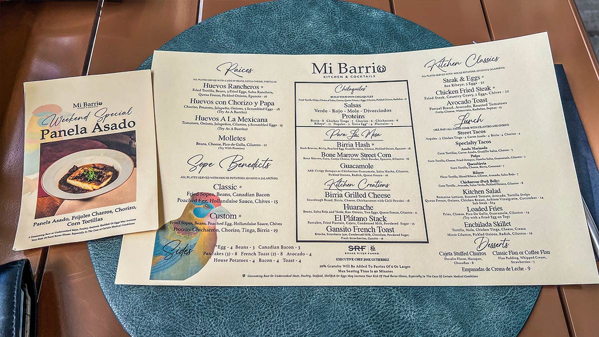 Mi Barrio Kitchen Cocktails Menu