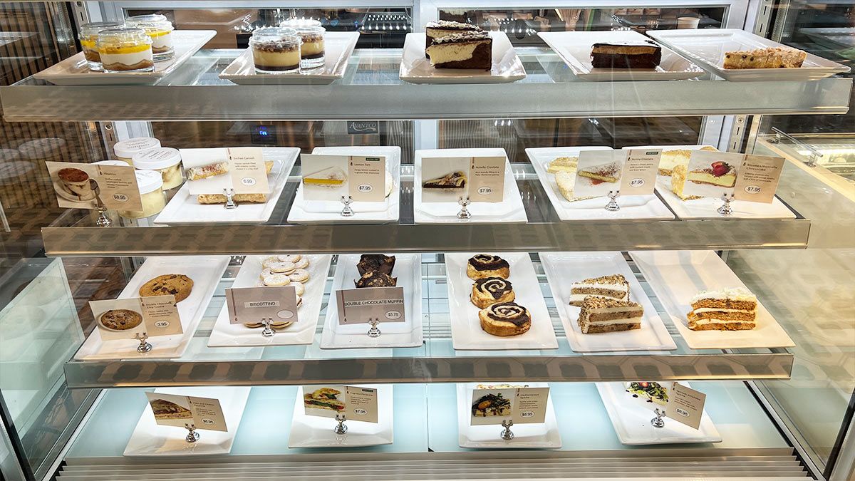 Italian pastries and dessert display case at Pappalecco Las Vegas