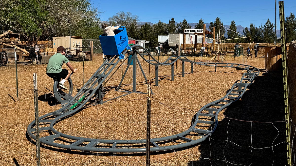 pedal powered roller coaster at the farm
