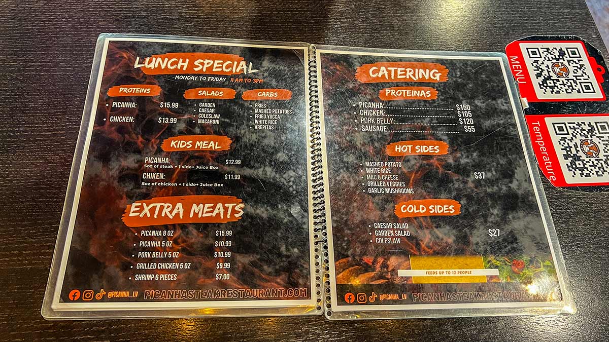 Picanha Steak Restaurant Lunch Special Menu