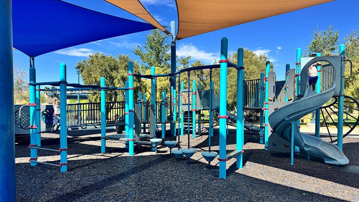 a family-friendly playground at Kellogg Zaher Soccer Complex with slides and play structures