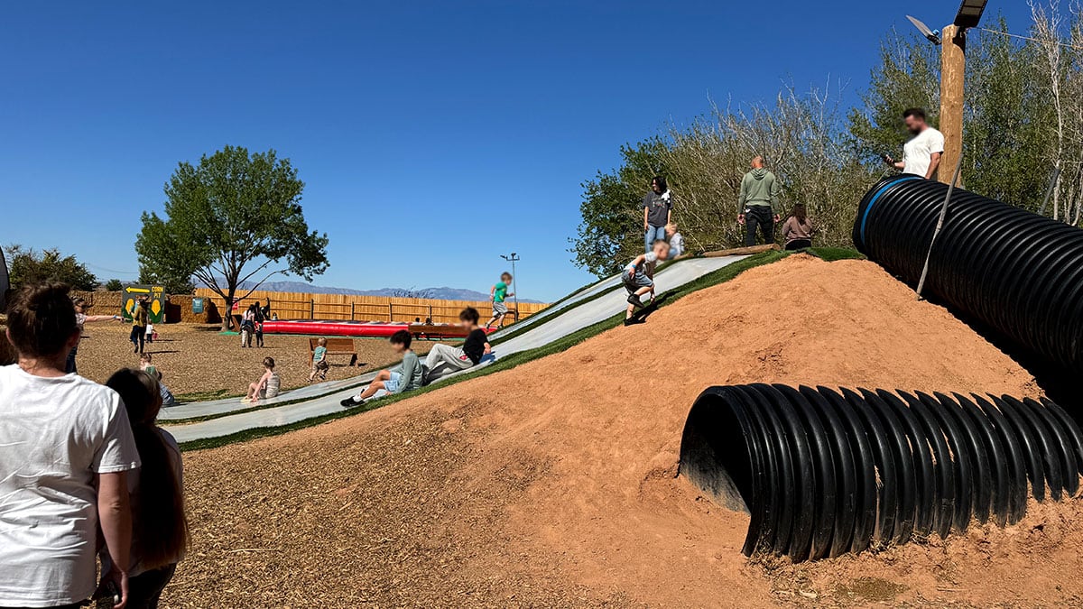 slide play area at the farm