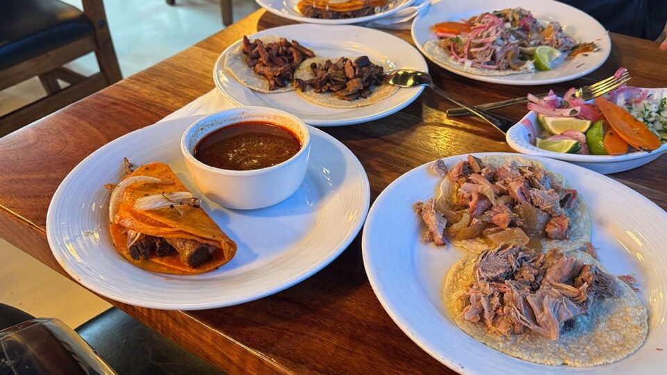 Assorted tacos served at Carnitas y Tortas Ahogadas Guadalajara in Las Vegas