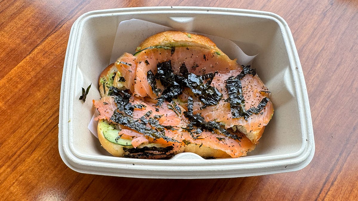 avocado toast with smoked salmon cucumber and seaweed drizzle from Bowlify